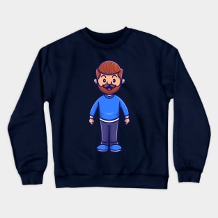 Cute Beard Man Cartoon Crewneck Sweatshirt